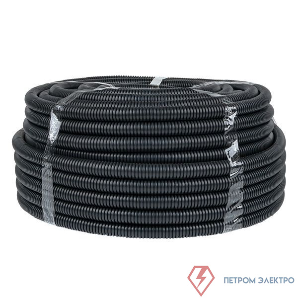 Труба гофрированная d25мм с протяжкой безгалоген. трудногорючая (FRHF) черн. (уп.75м) Plast EKF FRHF-25