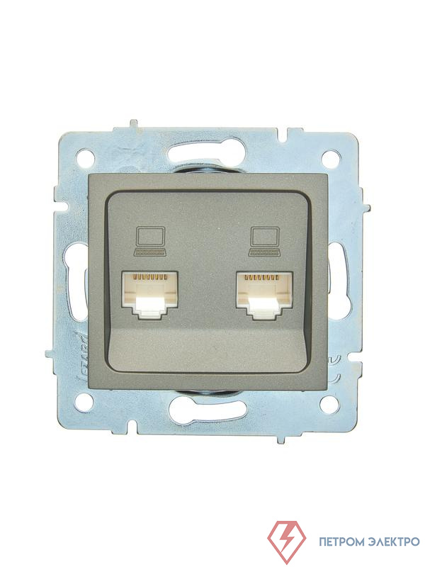 Розетка компьютерная 2-м СП ASTI IP20 RJ45 механизм платина. LEZARD 7081-3588-141