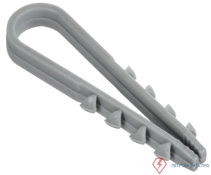 Дюбель-хомут 5х10мм для круглого кабеля нейлон сер. (уп.100шт) GENERICA UDH13-05-10-100-K03-G