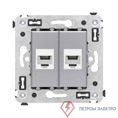 Розетка телефонная 2-м СП Avanti "Закаленная сталь" RJ12 без шторок механизм DKC 4404614
