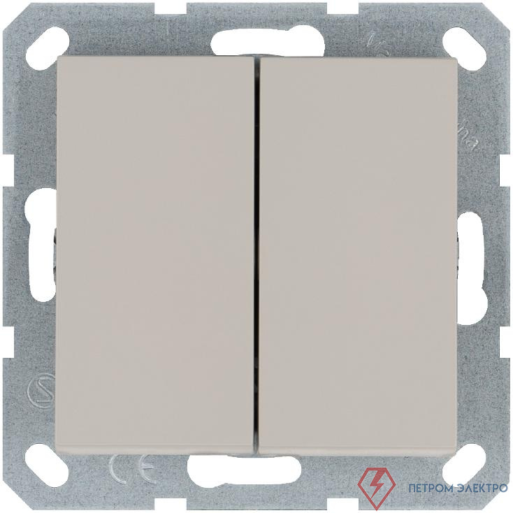 Кнопка 2-кл. 10А IP20 с переключающим контактом механизм тауп Jasmart G3020T