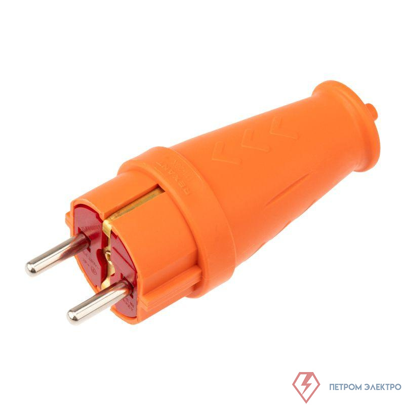 Вилка прямая влагозащ. 16А IP44 с заземл. COMPACT каучук оранж. Rexant 111-202