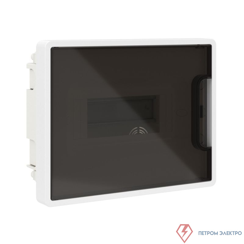 Щиток встраиваемый 8мод. IP41 с тонированной дверцей с 2 шинами PEN на 6 и 8 отверст. бел. DKC F08B1WD