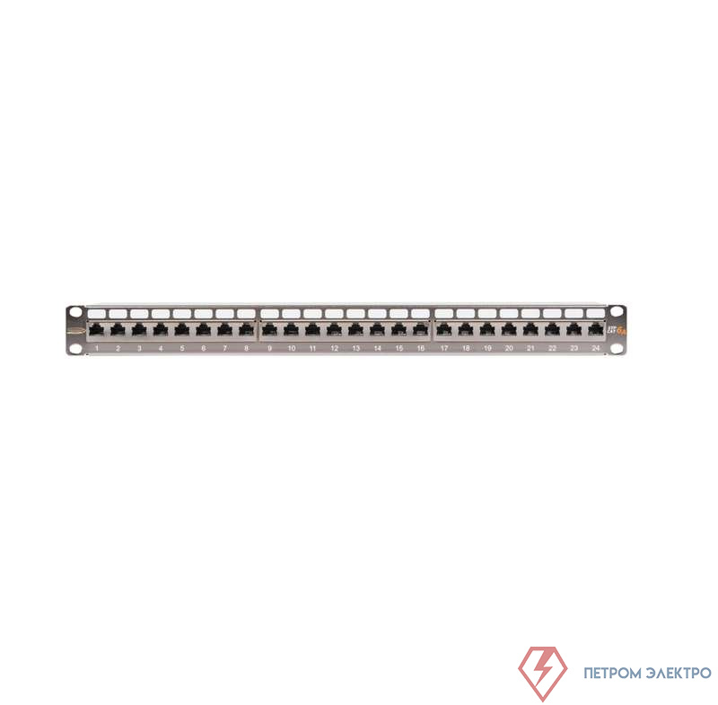 Патч-панель 19дюйм 1U 24 порта кат.6a (класс Ea) 500МГц RJ45/8P8C 110/KRONE T568B полный экран с органайзером метал. NIKOMAX NMC-RP24SA2-1U-MT