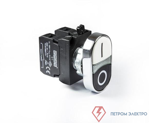 Кнопка сдвоенная (1НО+1НЗ) (CM) черн./бел. EMAS CM102K20HB