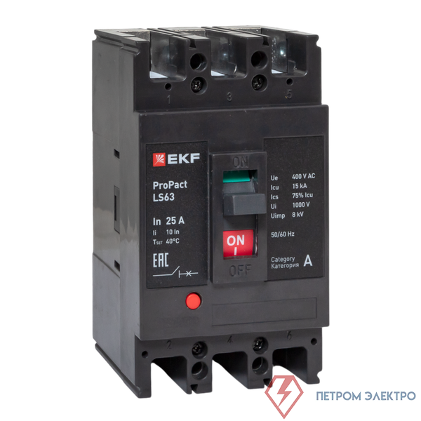 Выключатель автоматический 3п 25А 15кА LS63 ProPact EKF mccb-63-15-3-25-ls