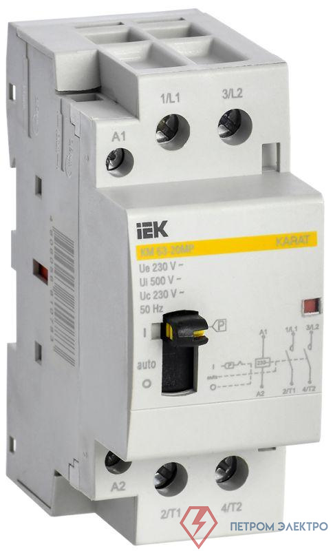 Контактор модульный КМ63-20МР AC с ручным управ. KARAT IEK MKK12-63-20