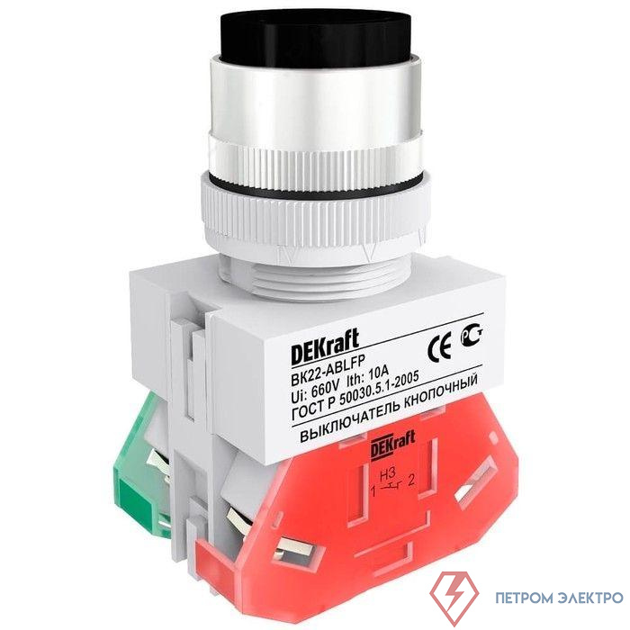 Выключатель кнопочный с фикс. ABFP 22мм черн. 220В ВК-22 SchE 25129DEK