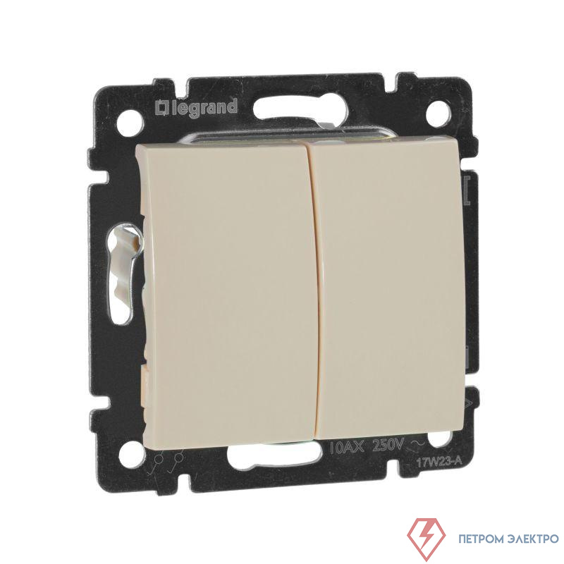 Выключатель 2-кл. СП Valena 10А IP31 250В механизм сл. кость IEK 774305