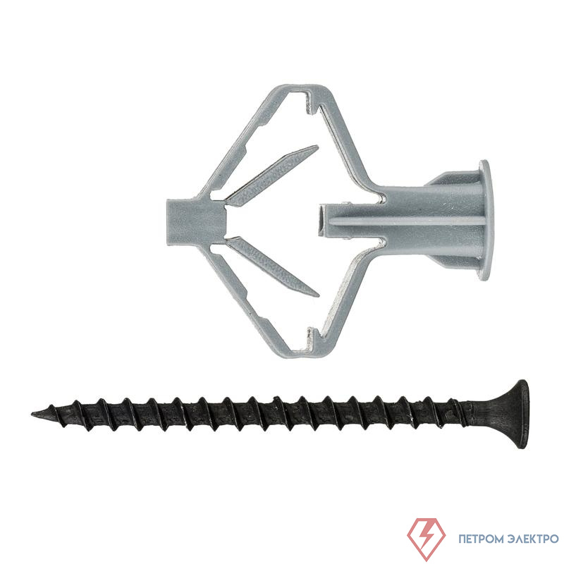 Дюбель для гипсокартона "бабочка" 10х50 с саморезом 4х60 (уп.4шт) Zitar 126703