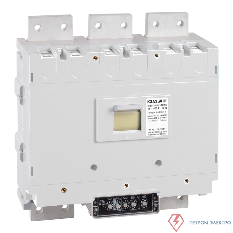 Выключатель автоматический 3п 1600А 135кА ВА53-43-330016 УХЛ3 690В AC КЭАЗ 257796