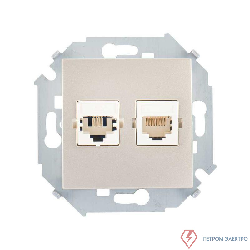 Розетка компьютерная 2-м Simon 15 RJ45 кат.5E Systimax механизм шампань Simon 1591593-034