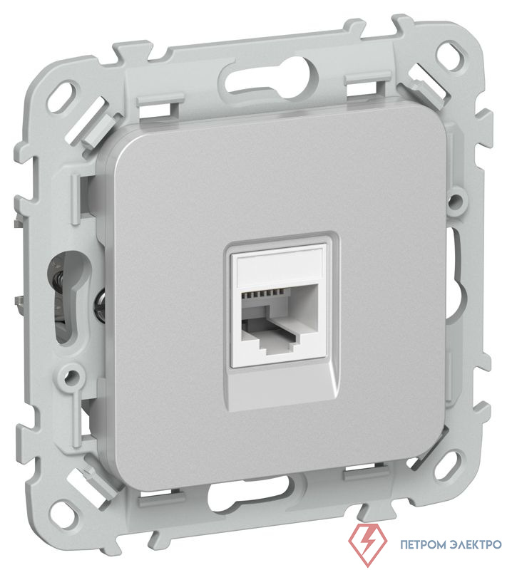 Розетка компьютерная СП FLITE РК5е-1-0-ФлА RJ45 кат.5E UTP механизм алюм. IEK FI-K12-1-K47