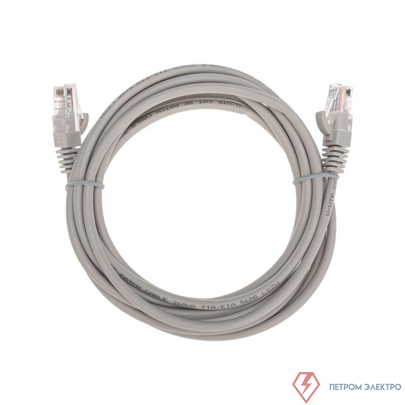 Патч-корд U/UTP CAT 5e RJ45-RJ45 26AWG LSZH сер. 3м Rexant 02-0100-3