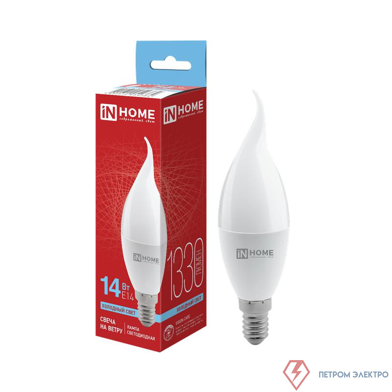 Лампа светодиодная LED-СВЕЧА НА ВЕТРУ-VC 14Вт 230В E14 6500К 1330лм IN HOME 4690612054384
