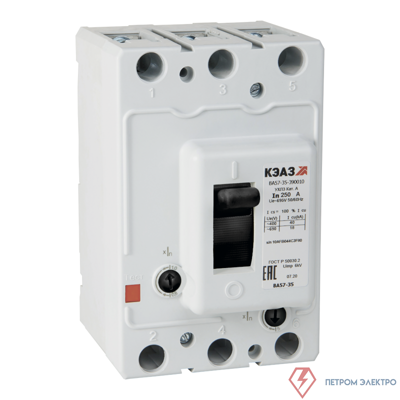 Выключатель автоматический 3п 100А 44кА ВА57-35-390010 100А 690AC УХЛ3 КЭАЗ 293562