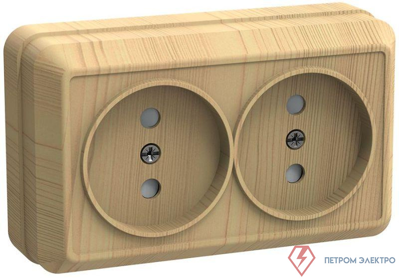 Розетка 2-м ОП Октава 10А IP20 без заземл. сосна GENERICA ERO20-K03-10-DC