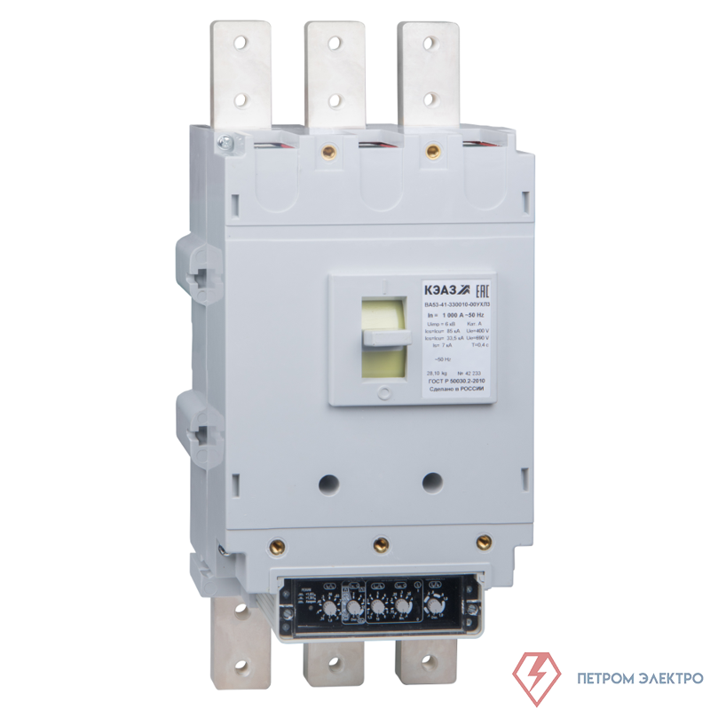 Выключатель автоматический 3п 400А 135кА ВА53-41-330010 УХЛ3 690В AC КЭАЗ 230911