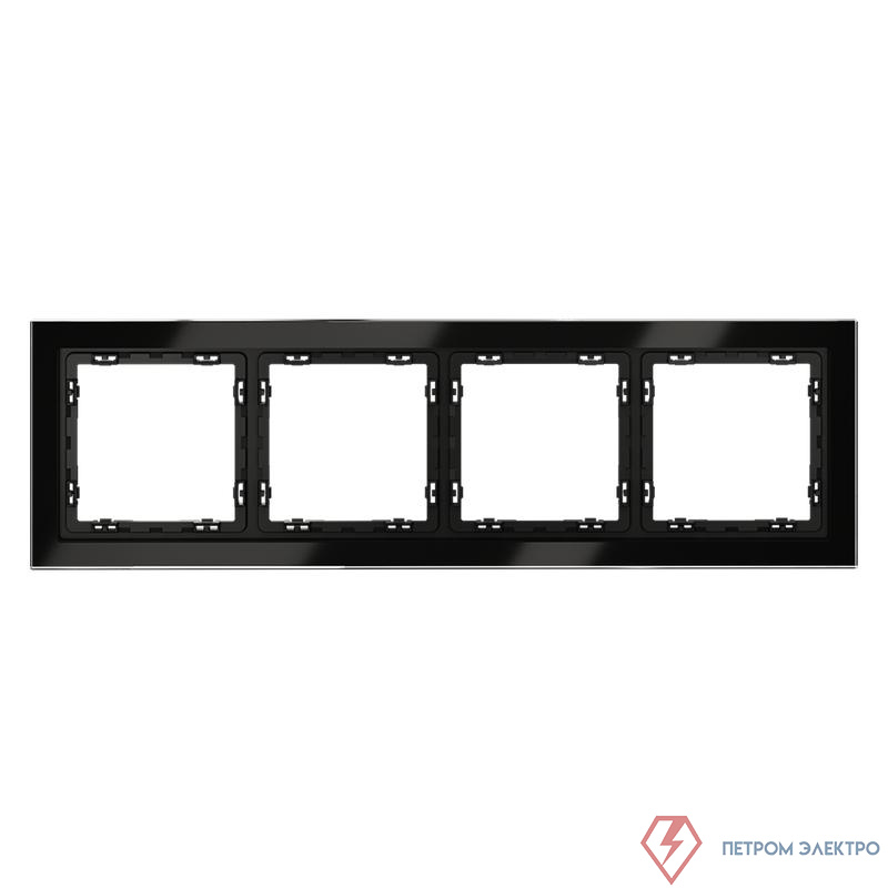 Рамка 4-м S70 стеклян. черн. Voltum VLS110408