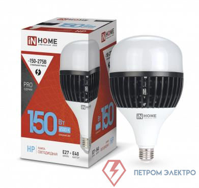 Лампа светодиодная LED-HP-PRO 150Вт грушевидная 6500К холод. бел. E27 14250лм 150-275В с адаптером E40 бел. IN HOME 4690612035703