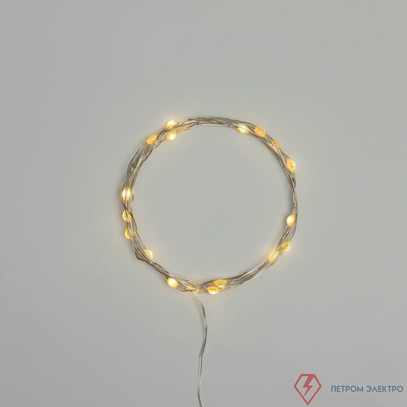 Гирлянда светодиодная "Роса" с крупными каплями 2м 20LED тепл. бел. IP20 2хCR2032 (в комплекте) Neon-Night 302-006