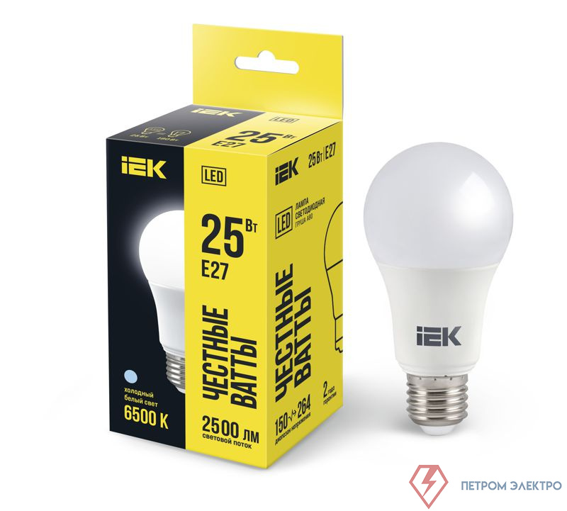 Лампа светодиодная 25Вт A80 грушевидная 6500К холод. бел. E27 230В IEK LLE-A80-25-230-65-E27