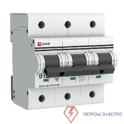 Выключатель автоматический модульный 3п D 125А 15кА ВА 47-125 PROxima EKF mcb47125-3-125D