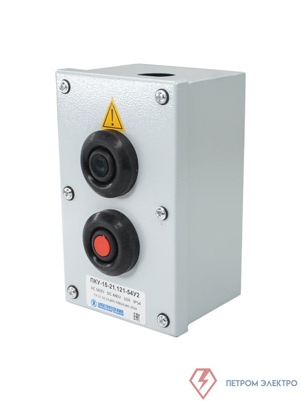 Пост кнопочный ПКУ-15-21.121-65У2 (d30мм 1 черн. НО + 1 красн. НО+НЗ + PG-19 IP65) ПРОФИ Электротехник ET008513