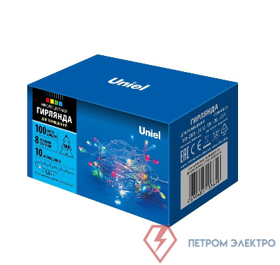 Гирлянда LED ULD-S1000-100/DTA MULTI IP20 10м. 100 диодов разноцвет. свет провод прозр. Uniel UL-00007199