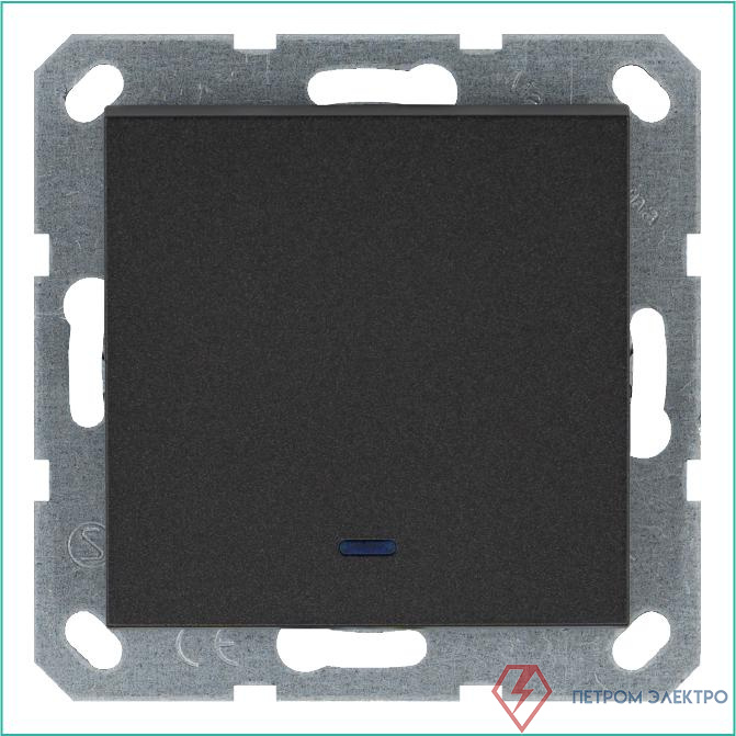 Выключатель 1-кл. 10А IP20 с подсветкой механизм антрацит Jasmart G3011NB