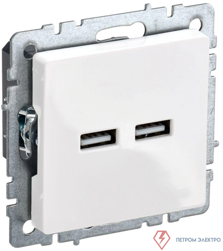 Розетка BRITE USB A+A 3.1А РЮ10-1-БрБ механизм бел. IEK BR-U21-D31-K01