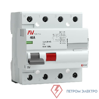Выключатель дифференциального тока (УЗО) 4п 40А 30мА тип AC DV AVERES EKF rccb-4-40-30-ac-av