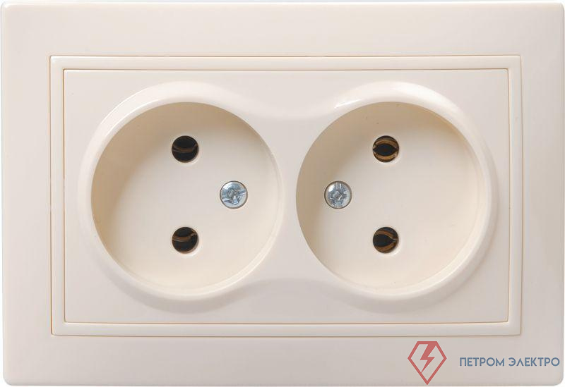 Розетка 2-м СП Кварта 10А IP20 без заземл. без защ. шторок крем. GENERICA ERK23-K33-10-DM