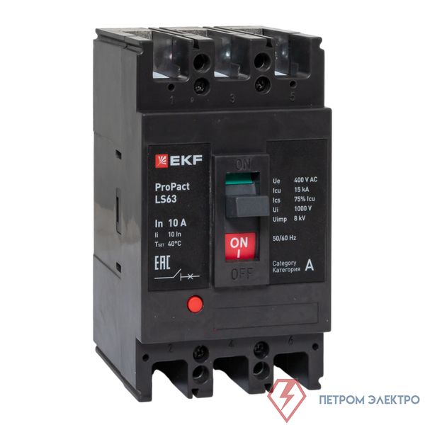 Выключатель автоматический 3п 10А 15кА LS63 ProPact EKF mccb-63-15-3-10-ls
