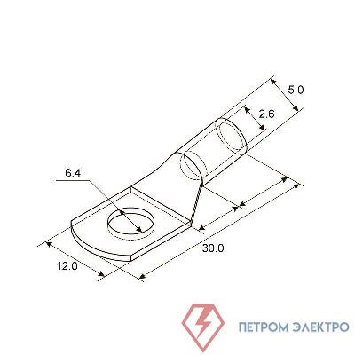 Наконечник медный луженый ТМЛ 2.5кв.мм 2.5-6-2.6 d6мм ГОСТ 7386-80 (уп.100шт) Rexant 07-5302-5