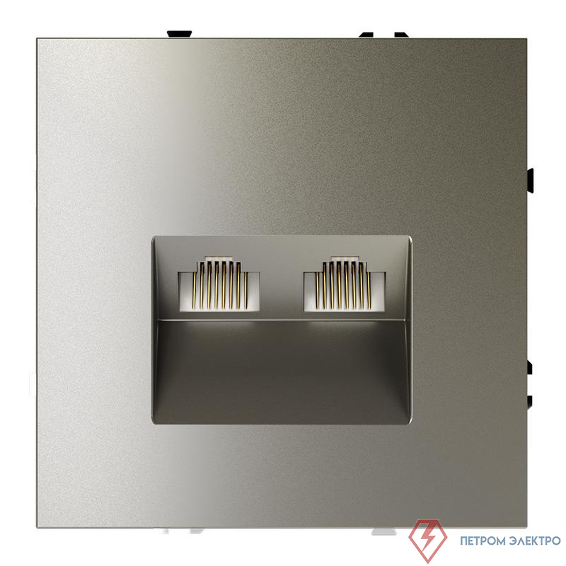 Розетка компьютерная 2-м СП S70 RJ45 + RJ45 кат.6 механизм шелк Voltum VLS060204