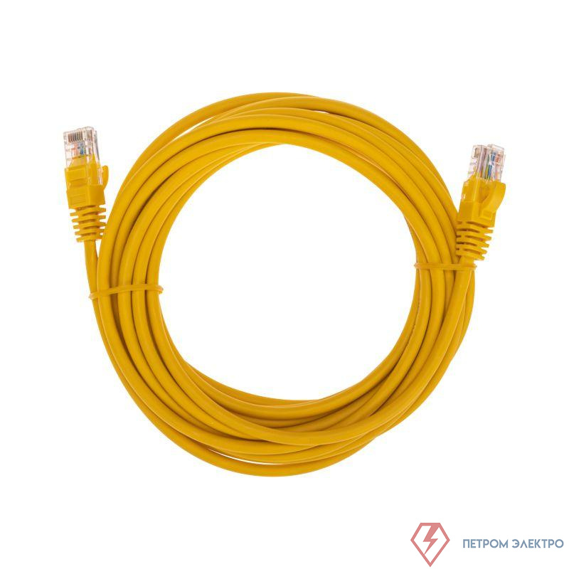 Патч-корд U/UTP CAT 5e RJ45-RJ45 26AWG LSZH желт. 5м Rexant 02-0105-5