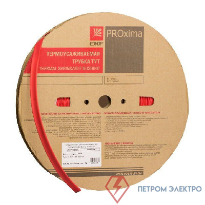 Трубка термоусадочная ТУТ нг 2/1 красн. (уп.200м) EKF tut-2-r