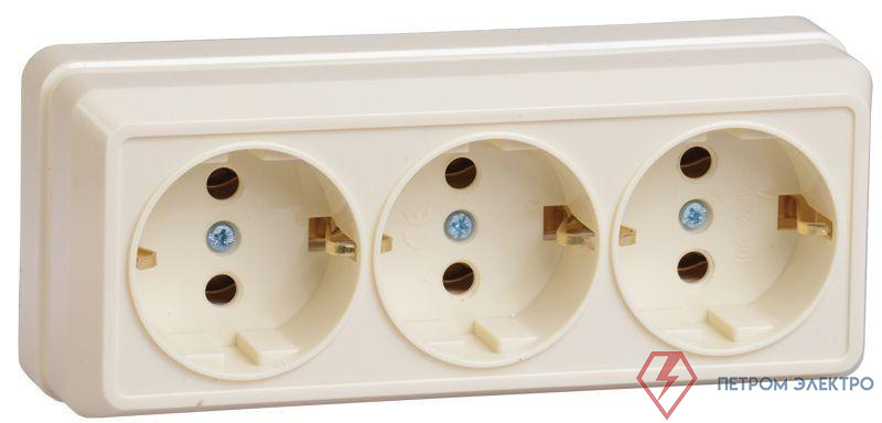 Розетка 3-м ОП Октава РС23-3-ОК 16А IP20 с заземл. крем. GENERICA ERO31-K33-16-DC