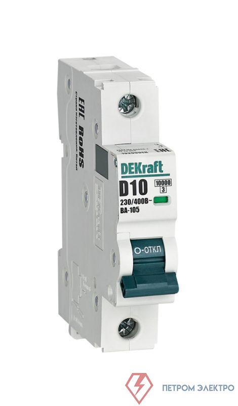 Выключатель автоматический модульный 1п D 10А 10кА ВА-105 DEKraft 13200DEK