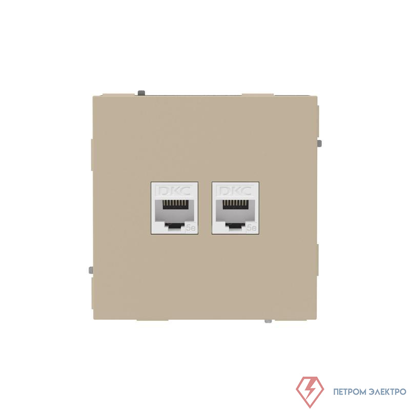 Розетка компьютерная 2-м KANT RJ45 кат.5E без шторки ванильн. марципан DKC 7015664