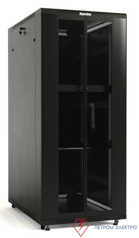 Шкаф напольный TTB-4261-DD-RAL9004 19дюйм 42U 2055х600х1000 передн. и задн. перфорир. двери 75% ручка с замком крыша нового типа разобран. RAL 9004 черн. Hyperline 392681