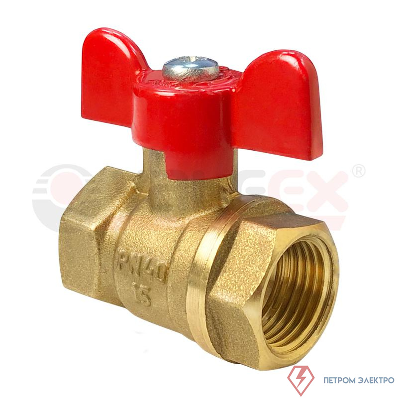 Кран шаровой латунный ВН/ВН ручка-бабочка. 1дюйм (48/12) VALFEX VF.217.LB1.100