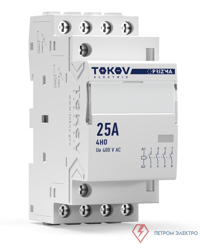 Контактор модульный 36мм 25А 230В АС 4НО PRIZMA TOKOV ELECTRIC TKE-PZ-MC-2-25-230-40