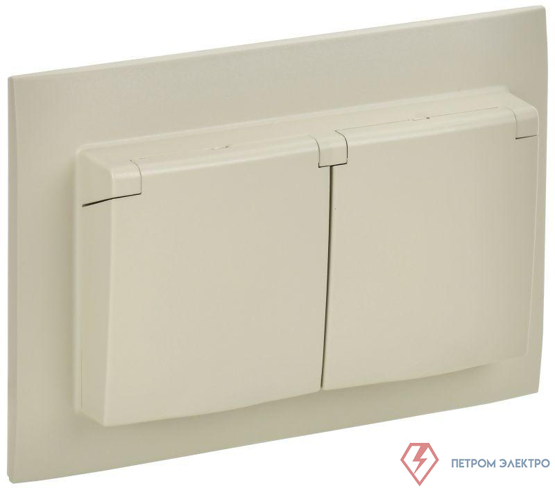 Розетка 2-м SKANDY 16А IP44 с крышкой в сборе SK-R12B беж. IEK SK-R26-16-44-K10-F
