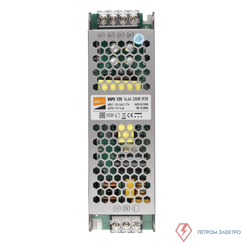 Блок питания для светодиод. ленты BSPS 200Вт 16.5А 12В IP20 метал. JazzWay 2859433A