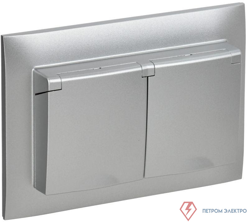 Розетка 2-м SKANDY 16А IP44 с крышкой в сборе SK-R12S серебр. IEK SK-R26-16-44-K23-F