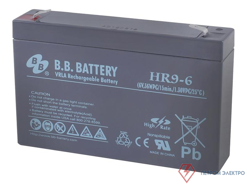 Аккумулятор 6В 9А.ч HR 9-6 B.B. Battery