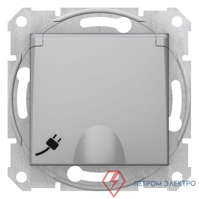 Механизм розетки 1-м СП Sedna 16А IP20 с заземл. быстрозажим. контакты защ. шторки с крышкой алюм. SchE SDN3100460