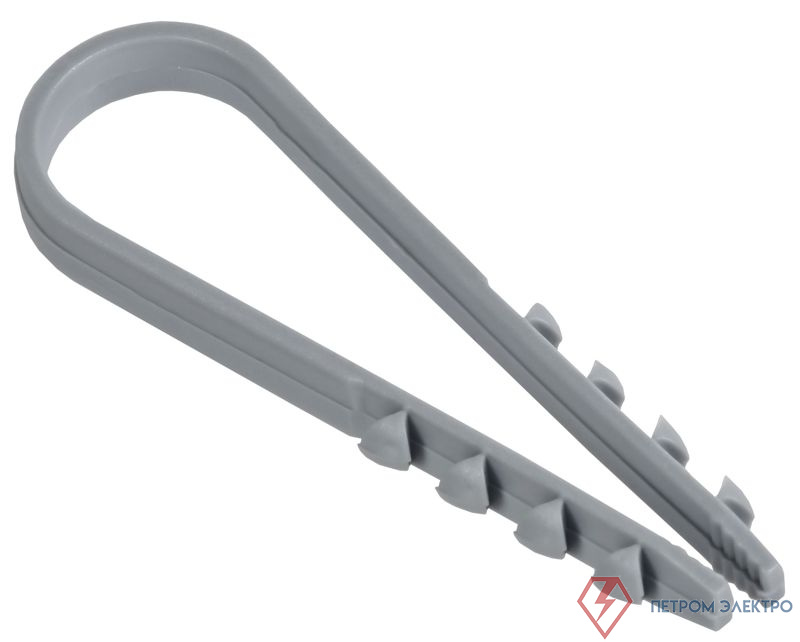 Дюбель-хомут 11х18мм для круглого кабеля нейлон сер. (уп.100шт) GENERICA UDH13-11-18-100-K03-G